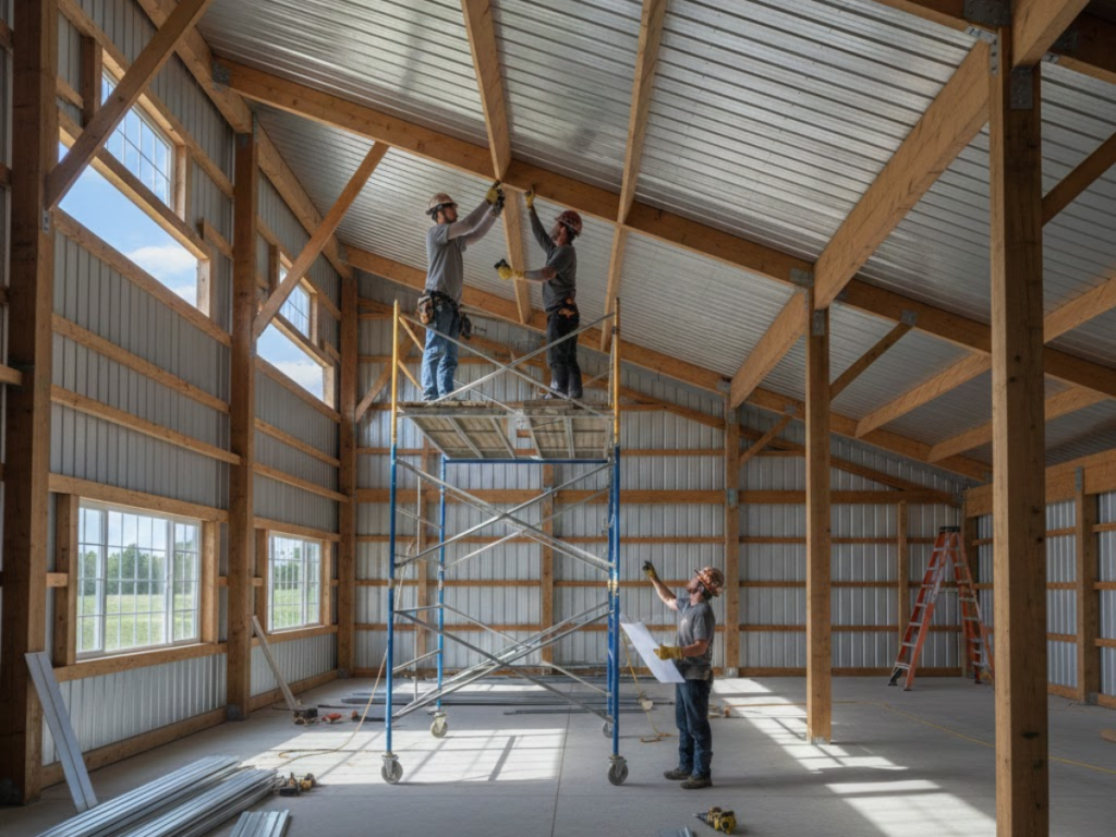 How to Install a Metal Ceiling in a Pole Barn 14 Metal Ceiling in a Pole Barn